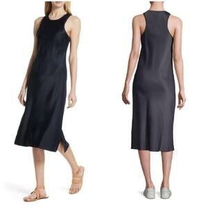 NWT Frame Satin Racerback Dark Navy Midi Dress